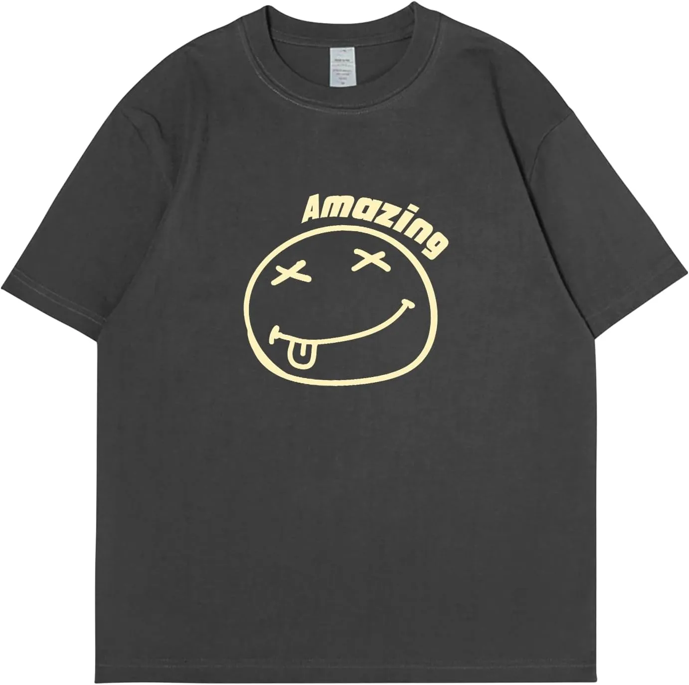 Oversized Graphic Tshirt for Men Funny Letter Print T Shirt Casual Loose Retro Streetwear Shirts Tops Tees