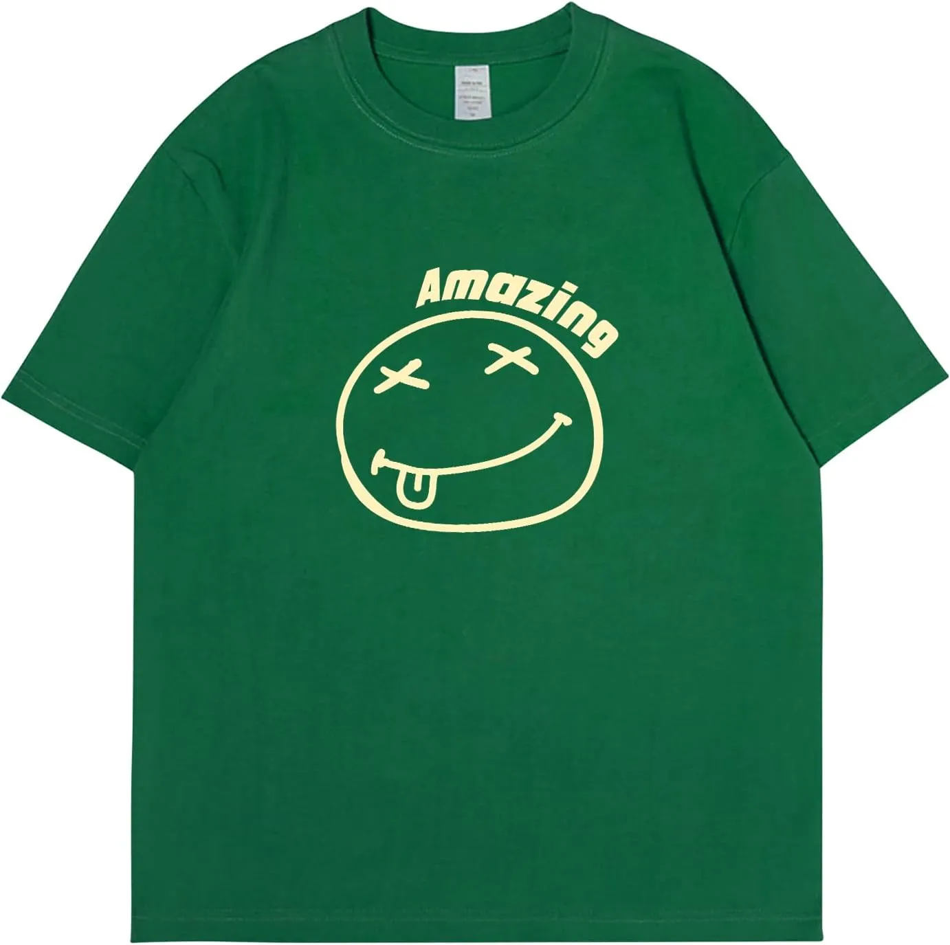 Oversized Graphic Tshirt for Men Funny Letter Print T Shirt Casual Loose Retro Streetwear Shirts Tops Tees
