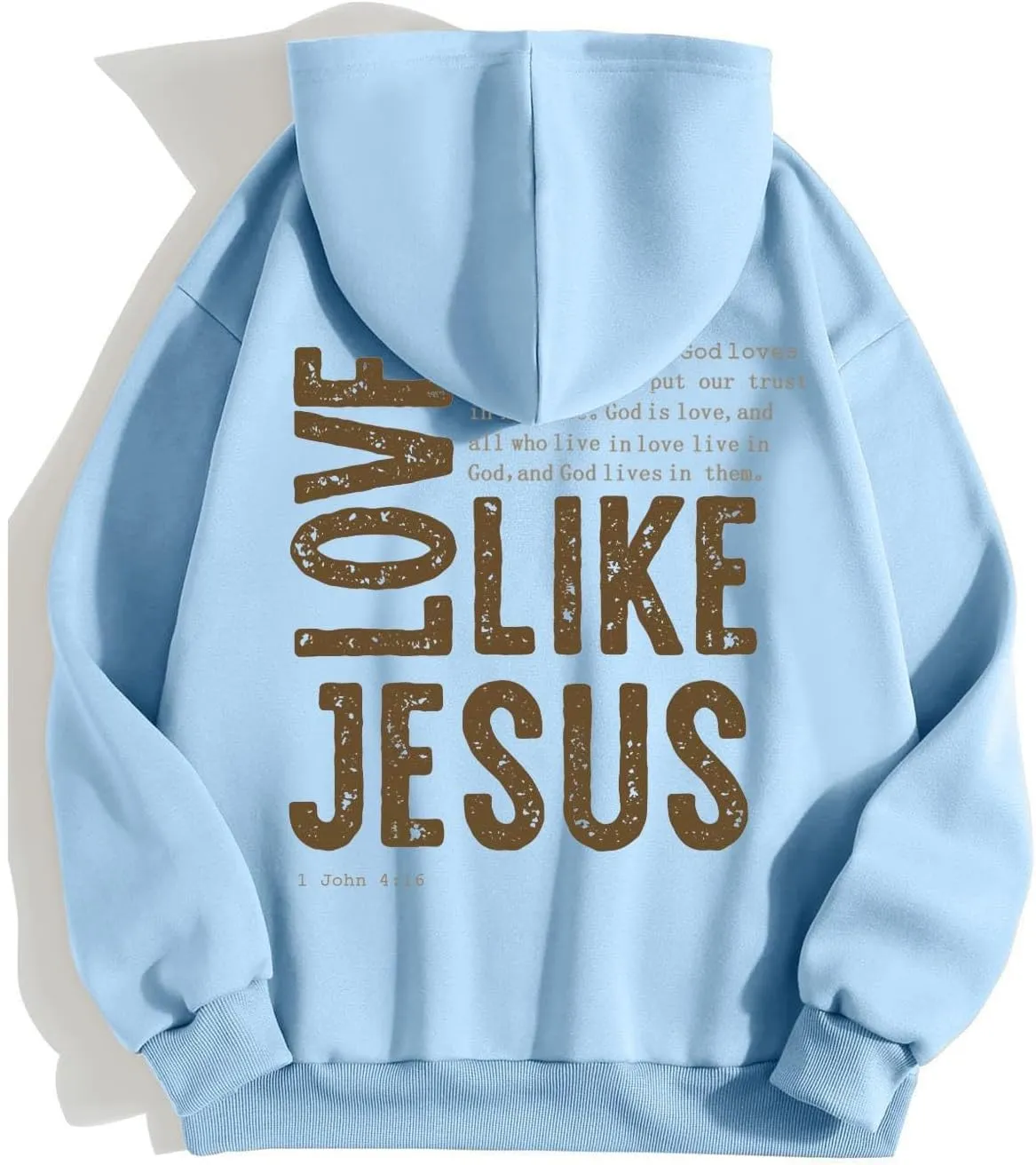 Oversized Hoodie For Women Love Like Jesus Hooded Drawstring Sweatshirts Loose Letter Print Long Sleeve Pullover Hoodie Tops