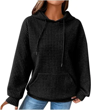 Oversized Hoodies For Women Waffle Knit Sweatshirts Winter Tops Pullover Sweaters With Pockets