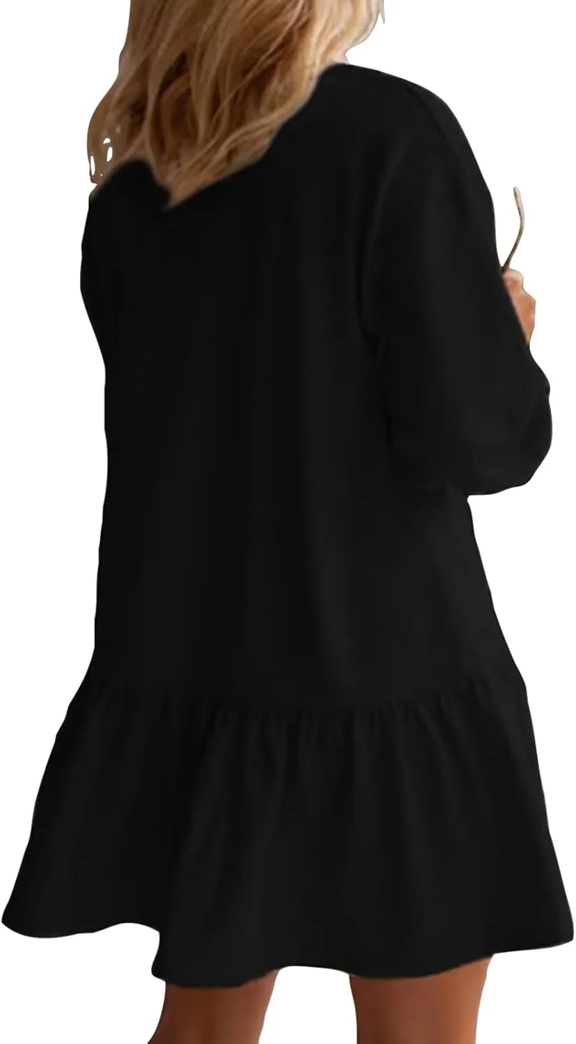 Oversized Sweatshirt Dress Women Long Sleeve Crew Neck Patchwork Pullover Tops Sweatshirt Jump Mini Dress