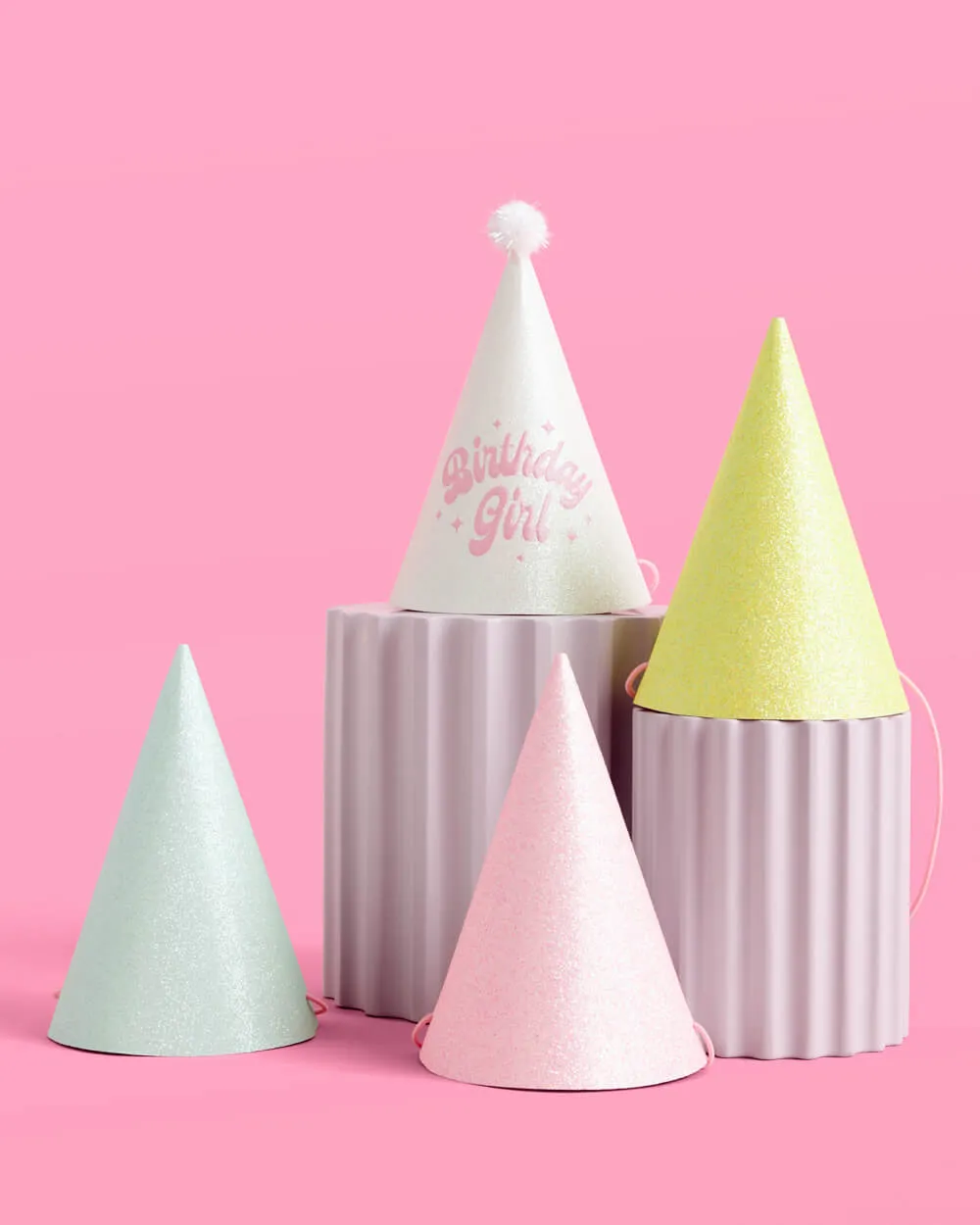 Pastel Party Hats - 13 glitter paper hats