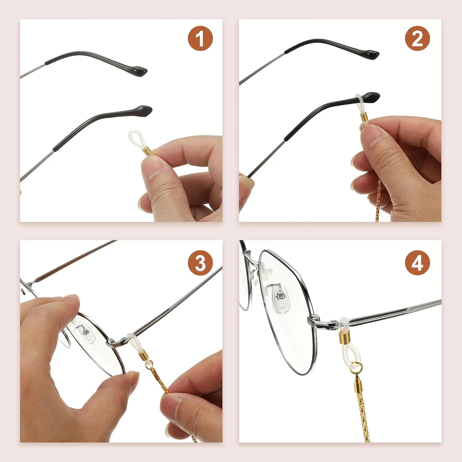PATIKIL Eye Glasses Holders Around Neck, Metal Crystal Beaded Eyeglasses Strap Fashion Stylish Lanyard for Women, Set 10
