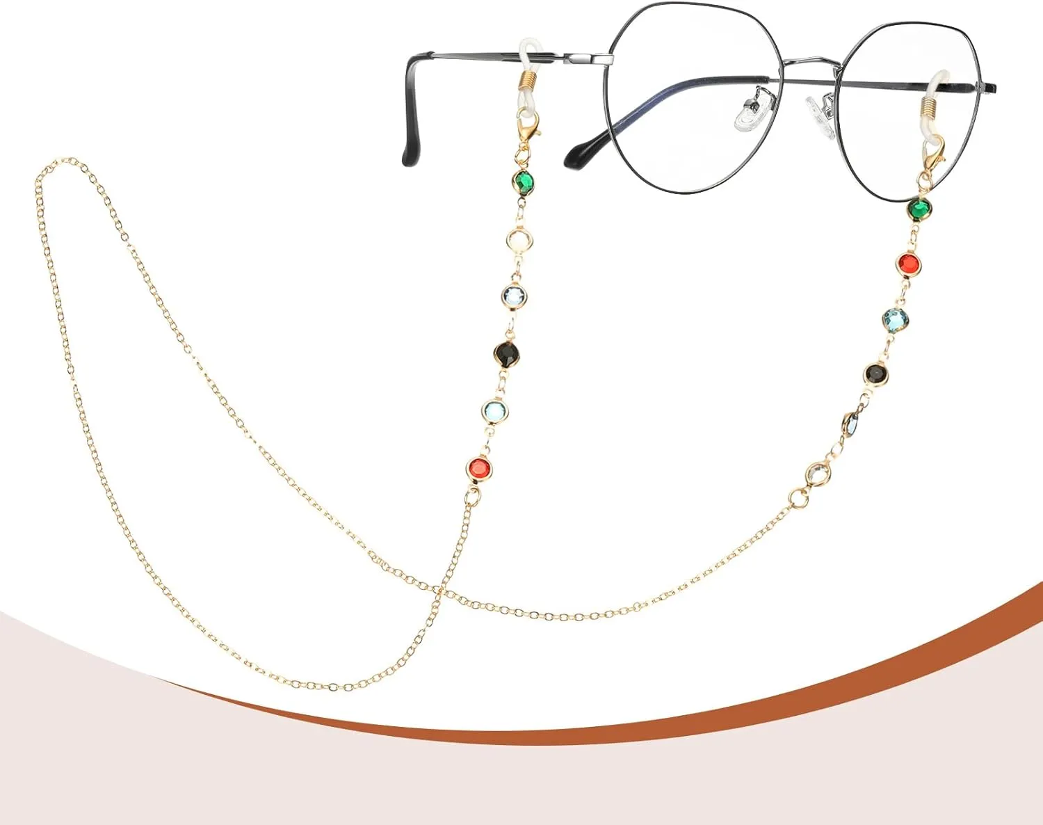 PATIKIL Eye Glasses Holders Around Neck, Metal Crystal Beaded Eyeglasses Strap Fashion Stylish Lanyard for Women, Set 8