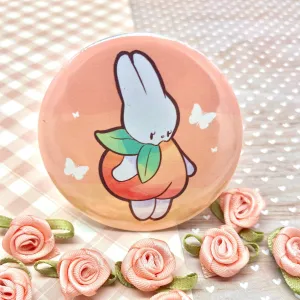 Peaches and Bunnies Button Pin