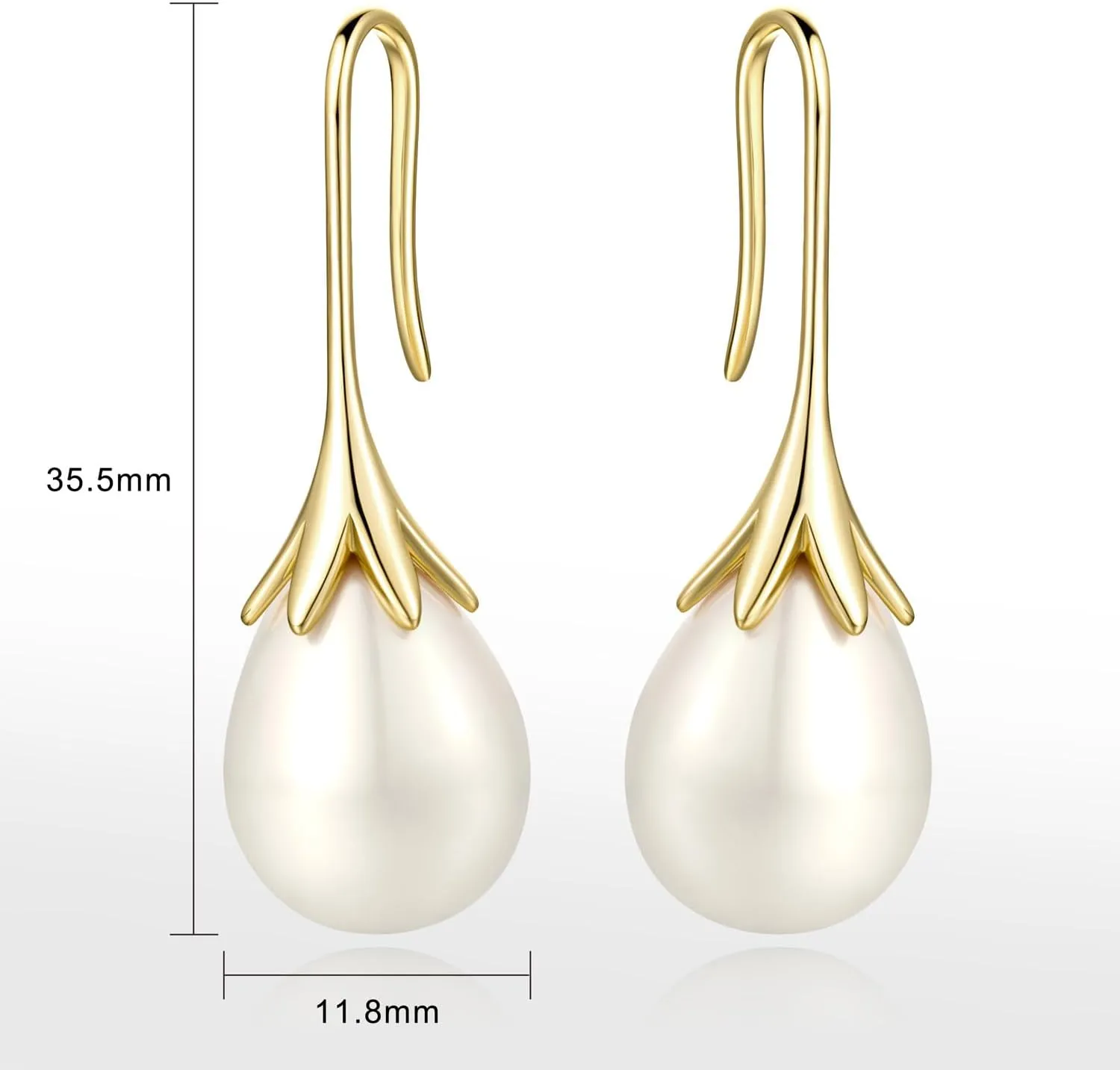 Pearl Earrings for Women 14K Gold Earrings for Women Pearl Dangle Drop Earring Gold Earring for Womens 11mm