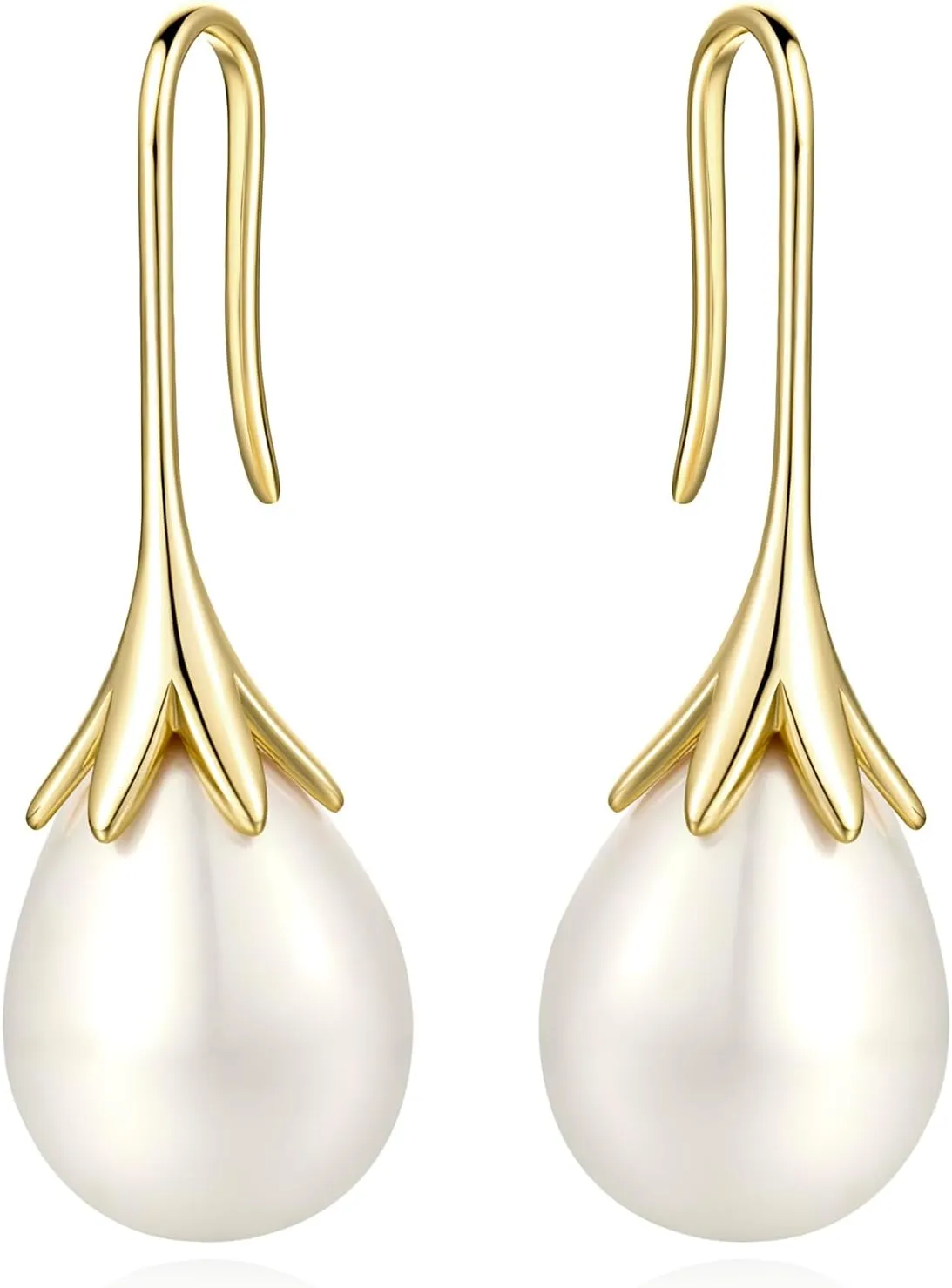 Pearl Earrings for Women 14K Gold Earrings for Women Pearl Dangle Drop Earring Gold Earring for Womens 11mm