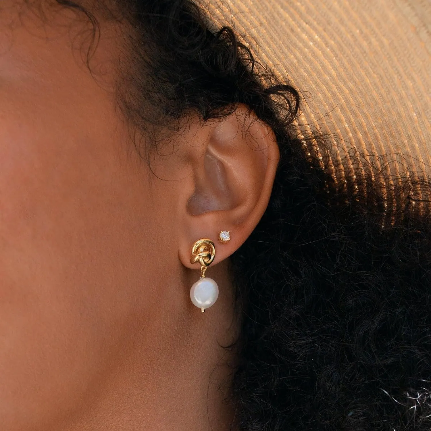 Pearl Earrings for Women 14K Gold Freshwater Pearl Huggie Hoop Earring Dangle Drop Wedding Earrings Bridal Bridesmaid Jewelry Gifts for Women