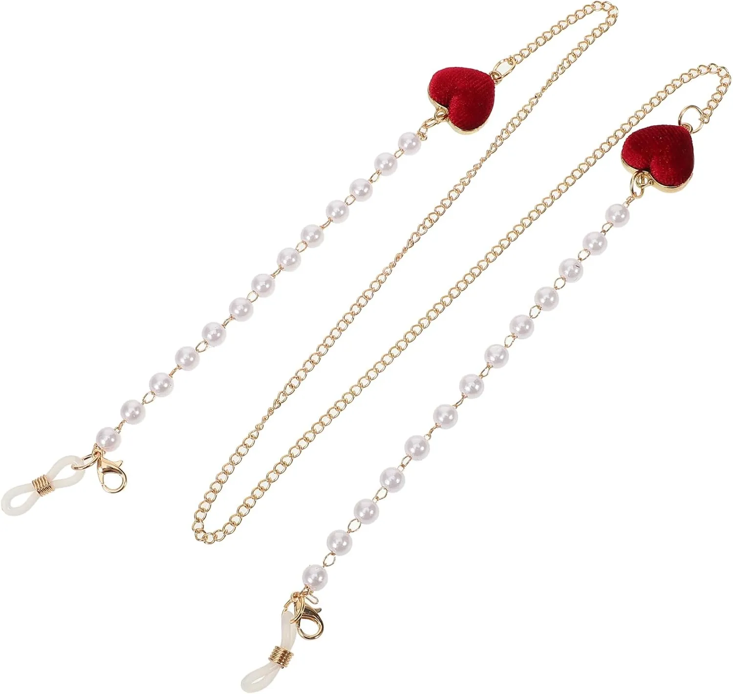 Pearl Glasses Chain, Sunglasses Chain Lanyard Mask Holders Around Neck Heart Eyeglass Chains Cords Reading Glasses Strap Eyewear Retainer Chain, 76.40X1.80X0.70CM
