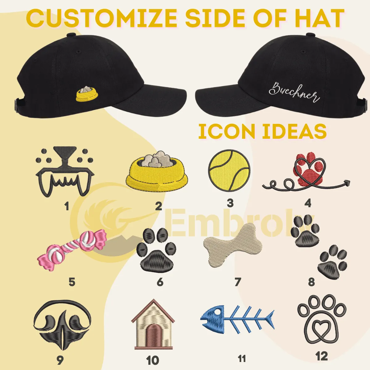 Personalized Pet Dyed Hat - Embroidered Photo Text - Unique Dog Cat Lover Gift Idea