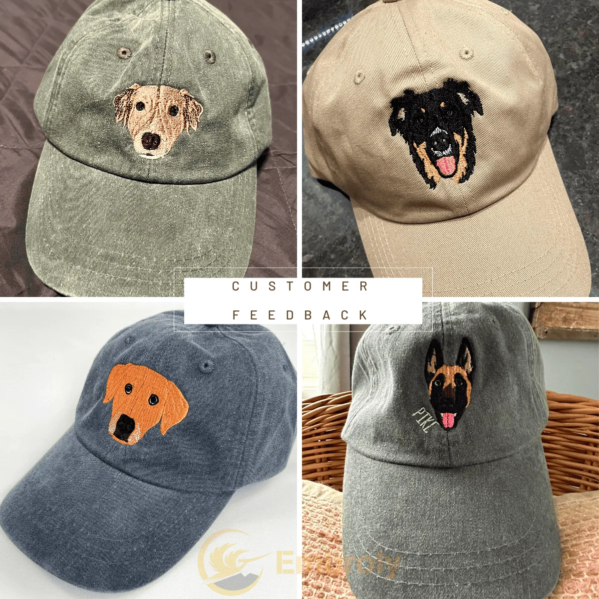 Personalized Pet Dyed Hat - Embroidered Photo Text - Unique Dog Cat Lover Gift Idea