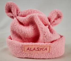 Pink Bear Ears Alaska Newborn Hat
