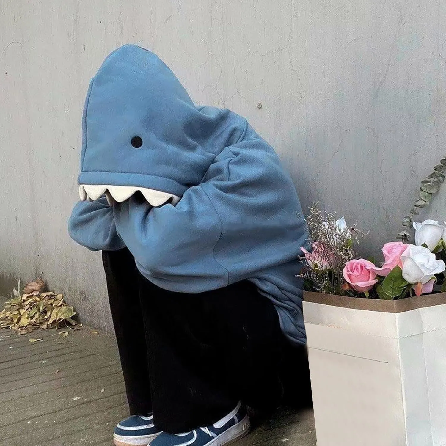 Plus Size Shark Hoodies for Women Cute Trendy Casual Drawstring Long Sleeve Hoodie Oversized Comfy Pullover Tops with Pockets
