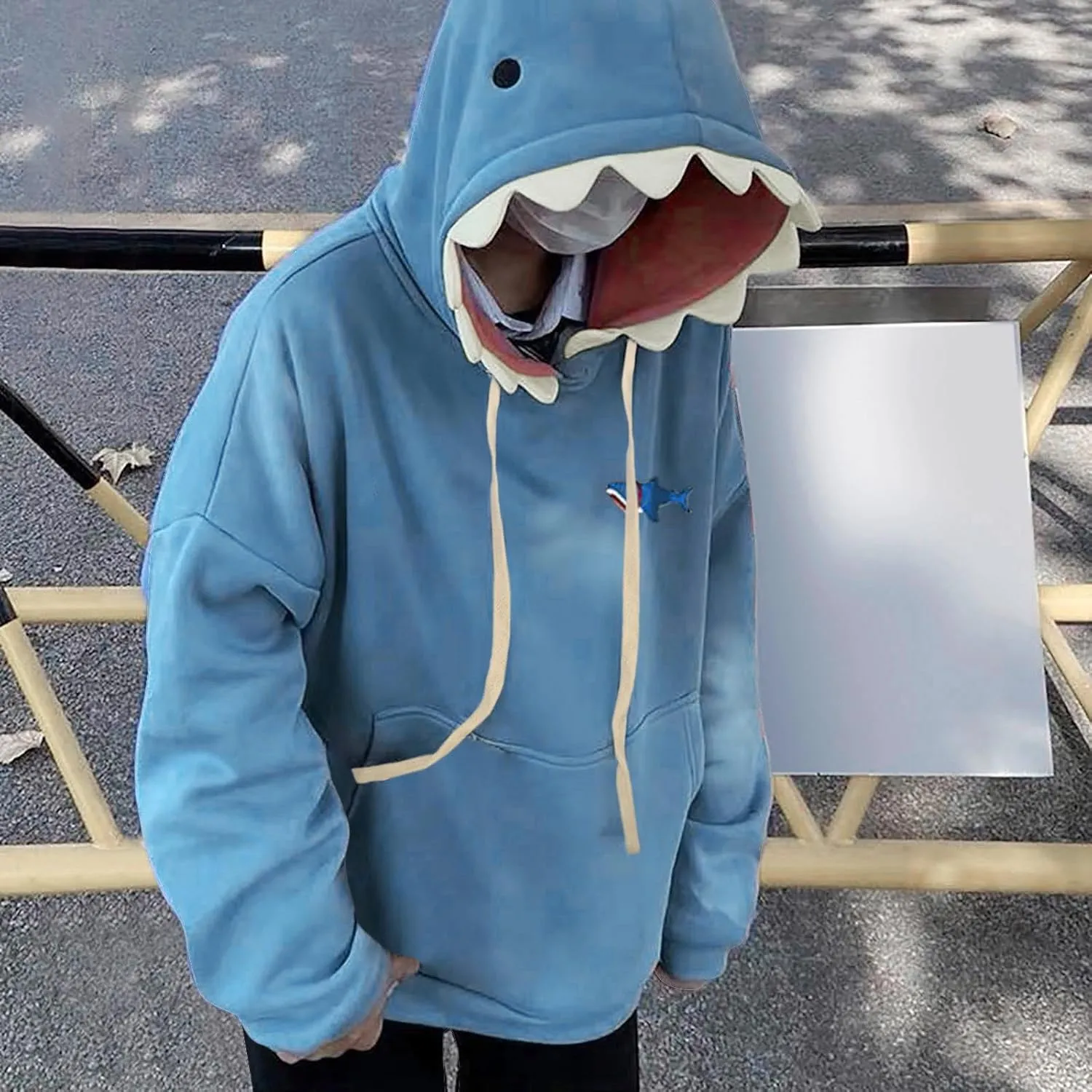 Plus Size Shark Hoodies for Women Cute Trendy Casual Drawstring Long Sleeve Hoodie Oversized Comfy Pullover Tops with Pockets