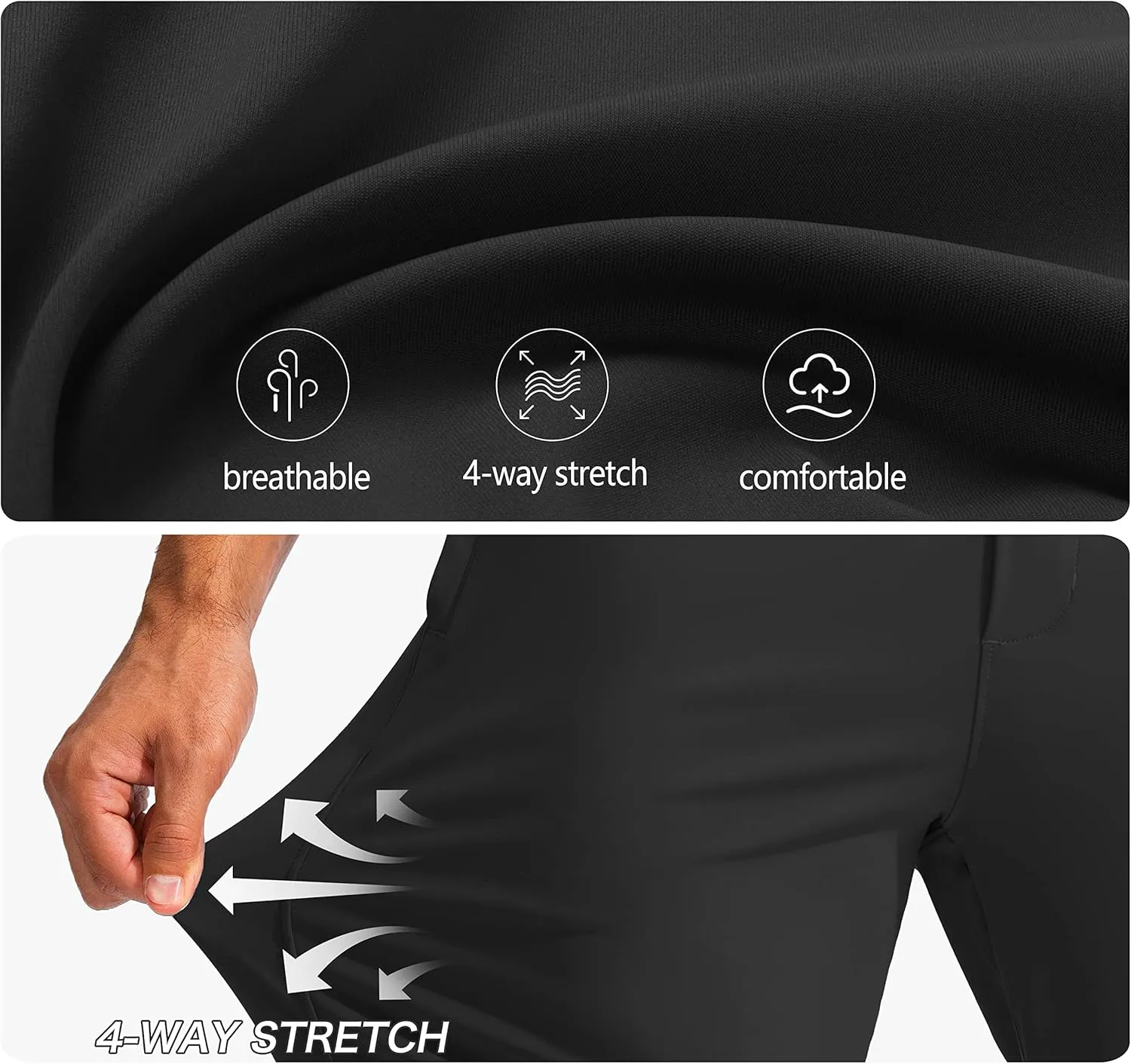 Pudolla Men's Golf Pants Stretch Sweatpants with Zipper Pockets Slim Fit Work Casual Joggers Pants for Men