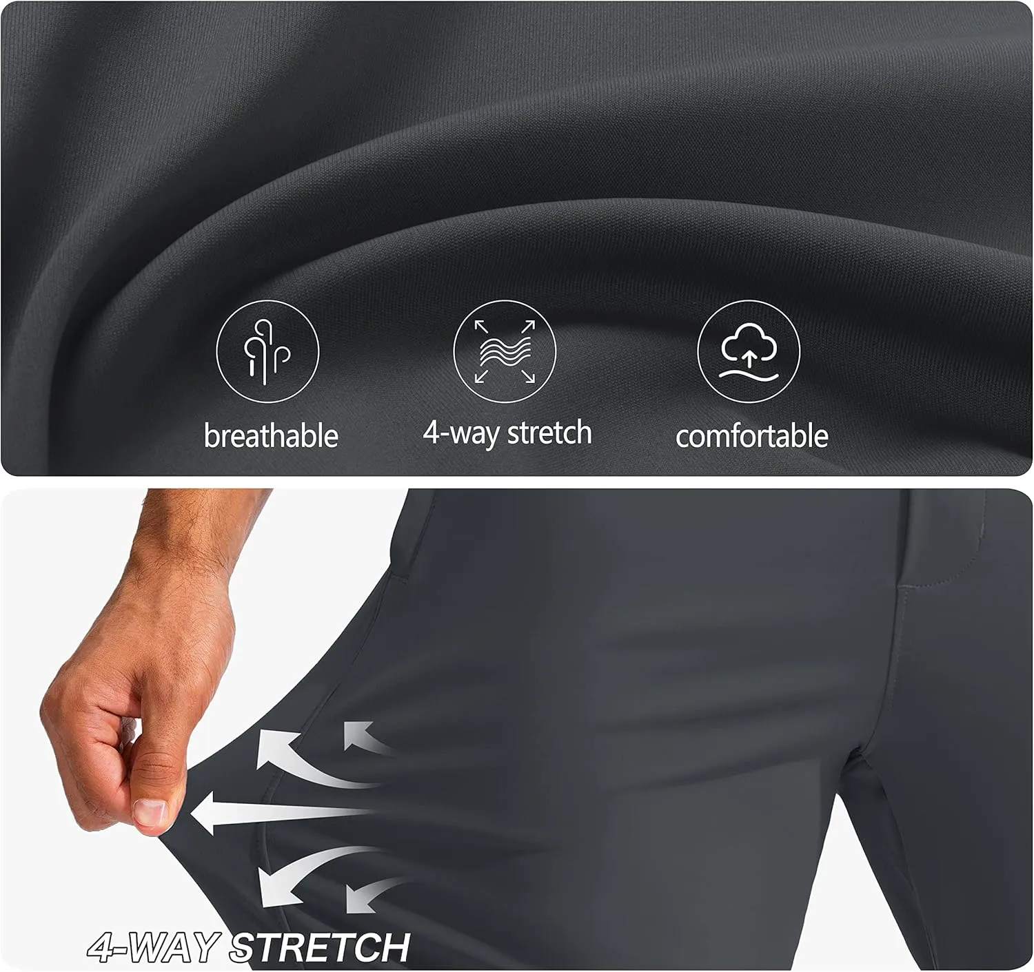 Pudolla Men's Golf Pants Stretch Sweatpants with Zipper Pockets Slim Fit Work Casual Joggers Pants for Men