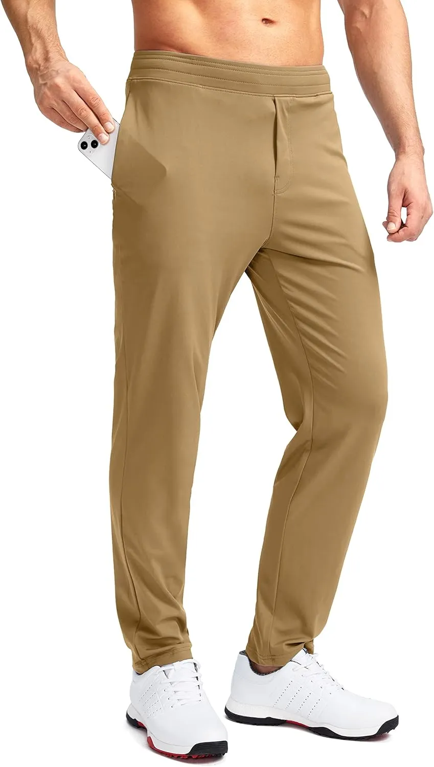 Pudolla Men's Golf Pants Stretch Sweatpants with Zipper Pockets Slim Fit Work Casual Joggers Pants for Men