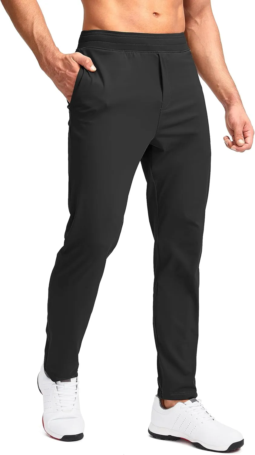 Pudolla Men's Golf Pants Stretch Sweatpants with Zipper Pockets Slim Fit Work Casual Joggers Pants for Men