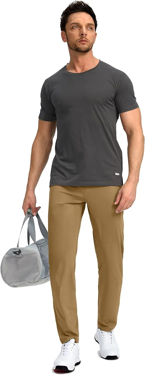 Pudolla Men's Golf Pants Stretch Sweatpants with Zipper Pockets Slim Fit Work Casual Joggers Pants for Men