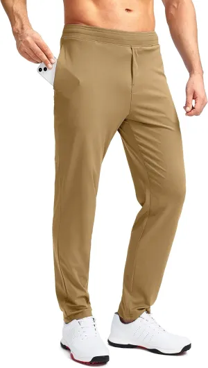 Pudolla Men's Golf Pants Stretch Sweatpants with Zipper Pockets Slim Fit Work Casual Joggers Pants for Men
