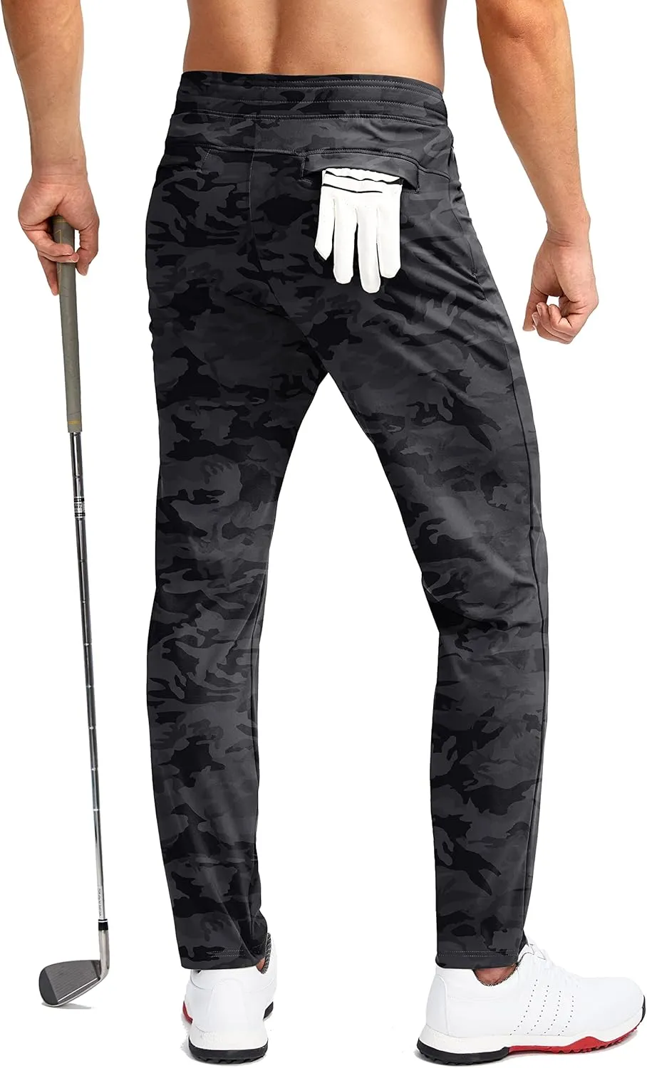 Pudolla Men's Golf Pants Stretch Sweatpants with Zipper Pockets Slim Fit Work Casual Joggers Pants for Men