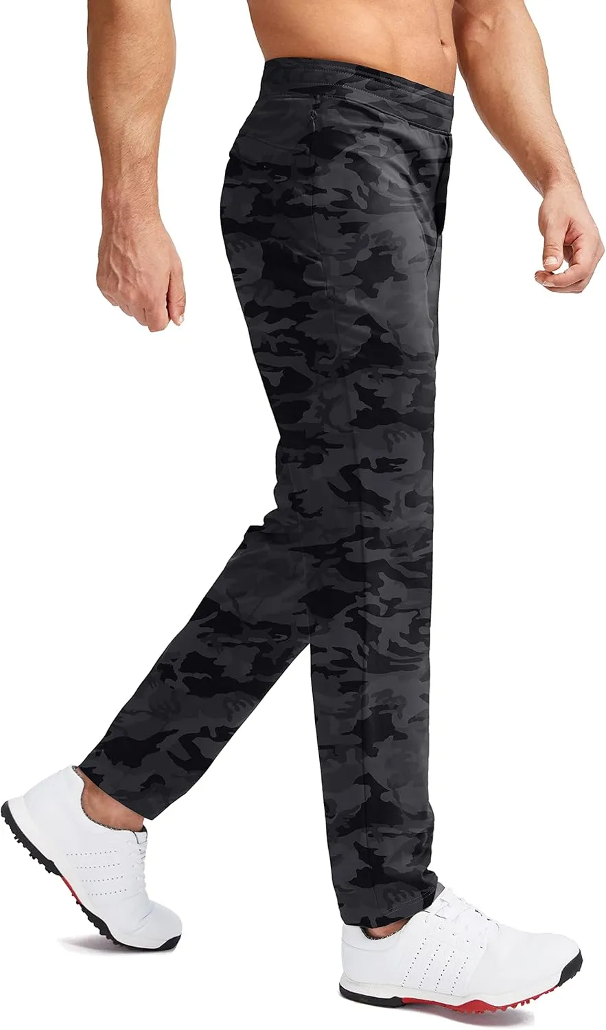 Pudolla Men's Golf Pants Stretch Sweatpants with Zipper Pockets Slim Fit Work Casual Joggers Pants for Men