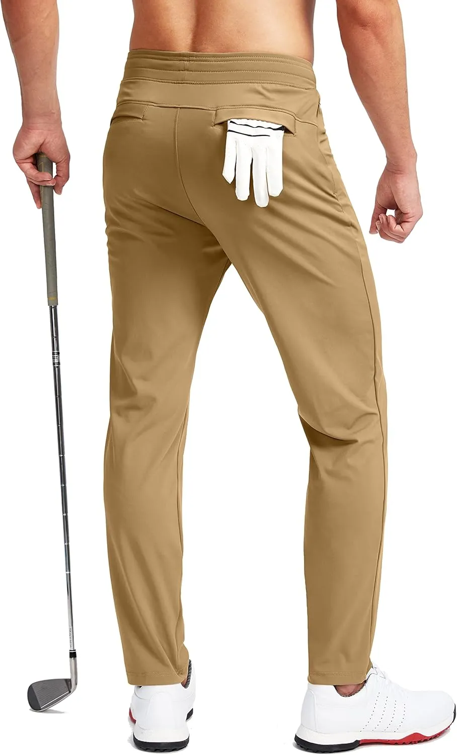 Pudolla Men's Golf Pants Stretch Sweatpants with Zipper Pockets Slim Fit Work Casual Joggers Pants for Men
