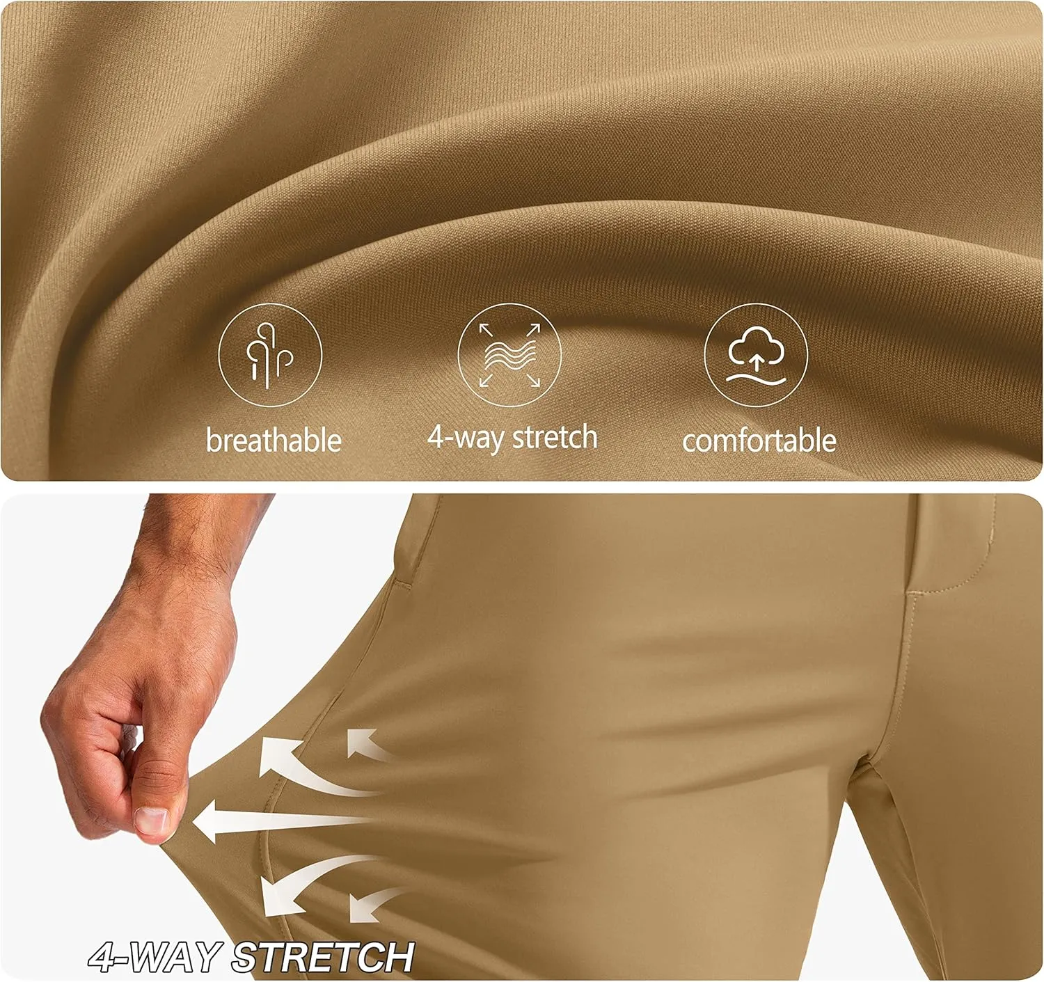 Pudolla Men's Golf Pants Stretch Sweatpants with Zipper Pockets Slim Fit Work Casual Joggers Pants for Men