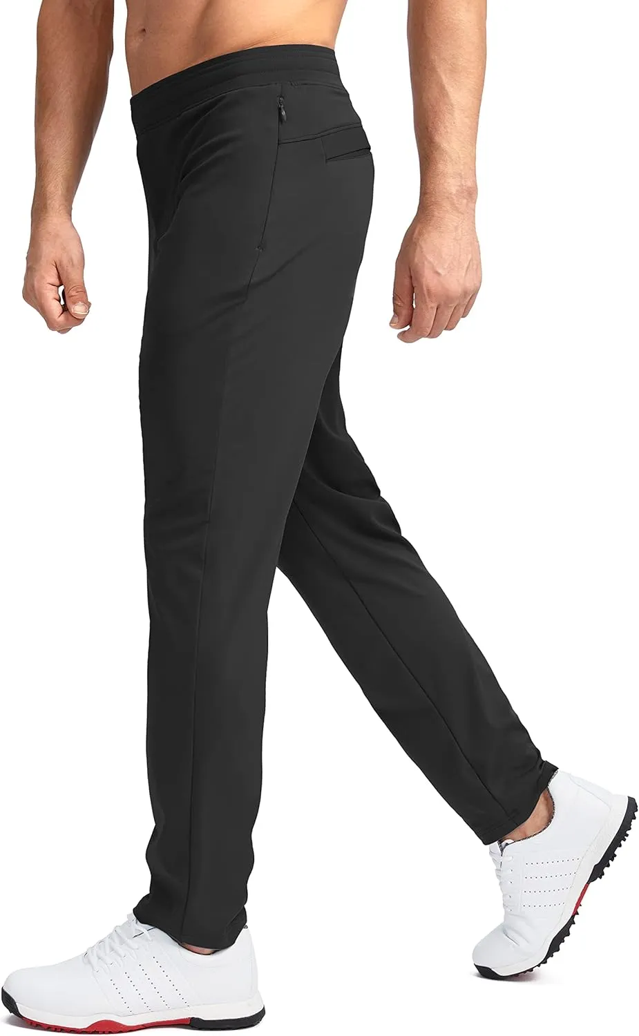 Pudolla Men's Golf Pants Stretch Sweatpants with Zipper Pockets Slim Fit Work Casual Joggers Pants for Men