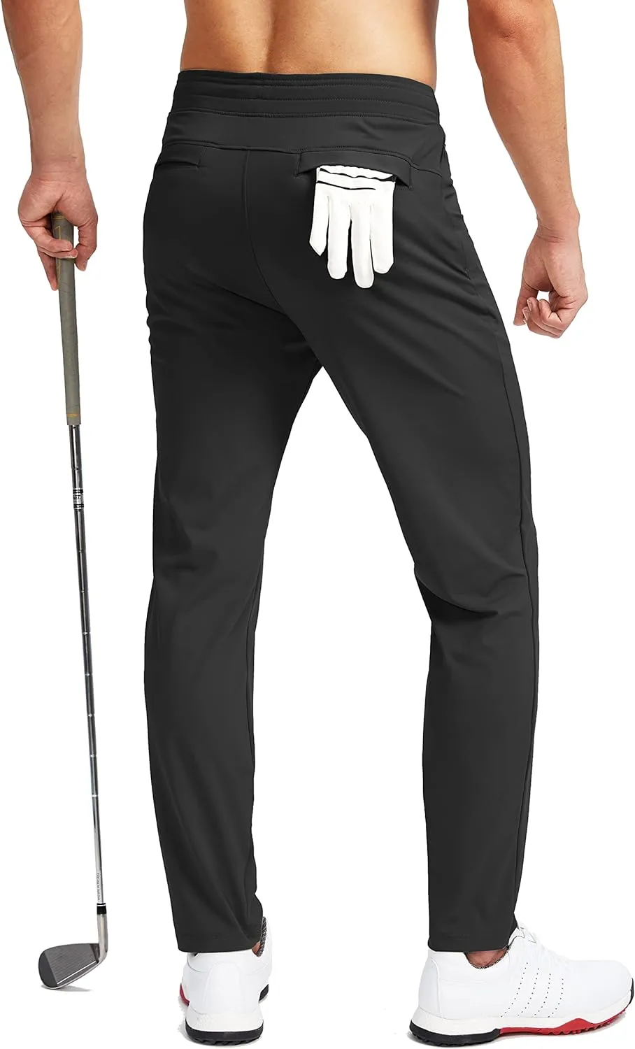 Pudolla Men's Golf Pants Stretch Sweatpants with Zipper Pockets Slim Fit Work Casual Joggers Pants for Men