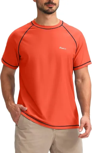 Pudolla Men's Swim Shirts Rash Guard Shirts for Men UPF 50  Sun Protection T-Shirts Quick Dry Beach Surf Water Shirt