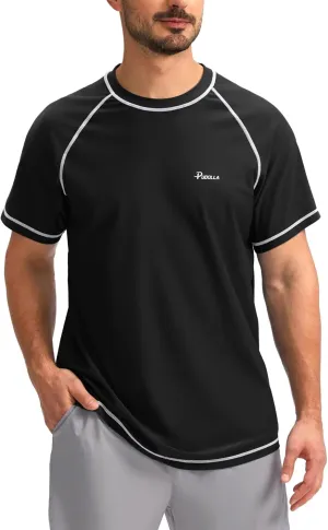 Pudolla Men's Swim Shirts Rash Guard Shirts for Men UPF 50  Sun Protection T-Shirts Quick Dry Beach Surf Water Shirt