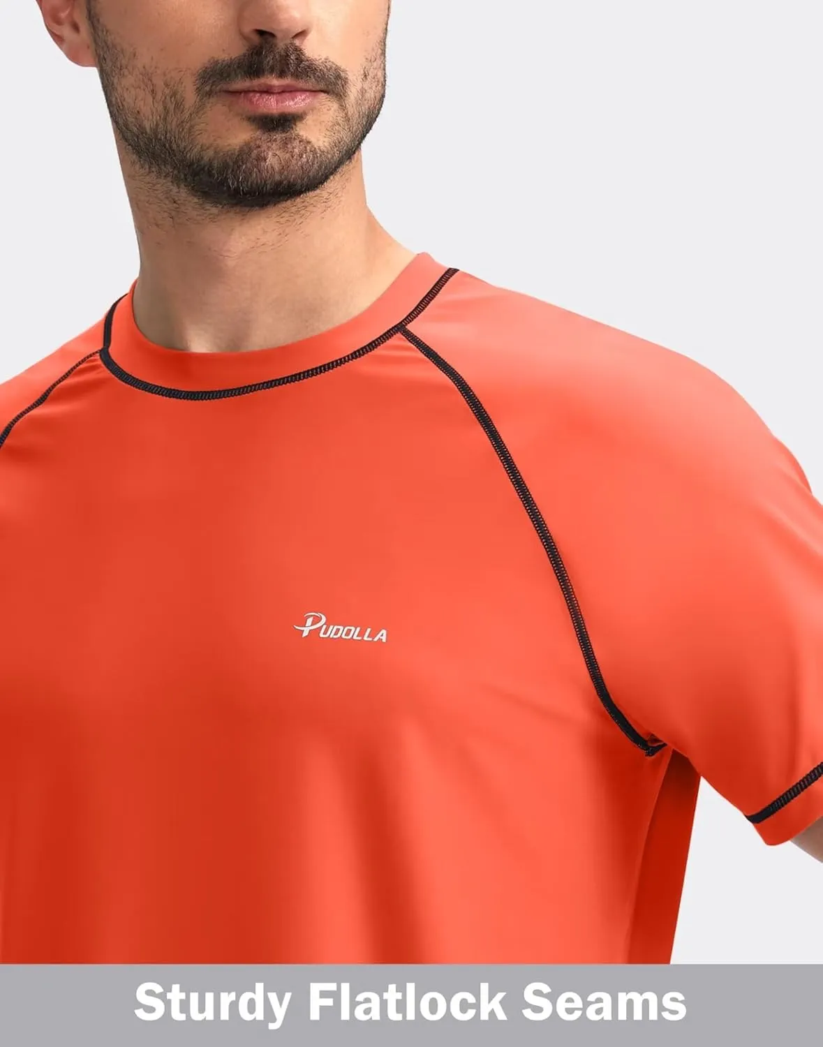 Pudolla Men's Swim Shirts Rash Guard Shirts for Men UPF 50  Sun Protection T-Shirts Quick Dry Beach Surf Water Shirt