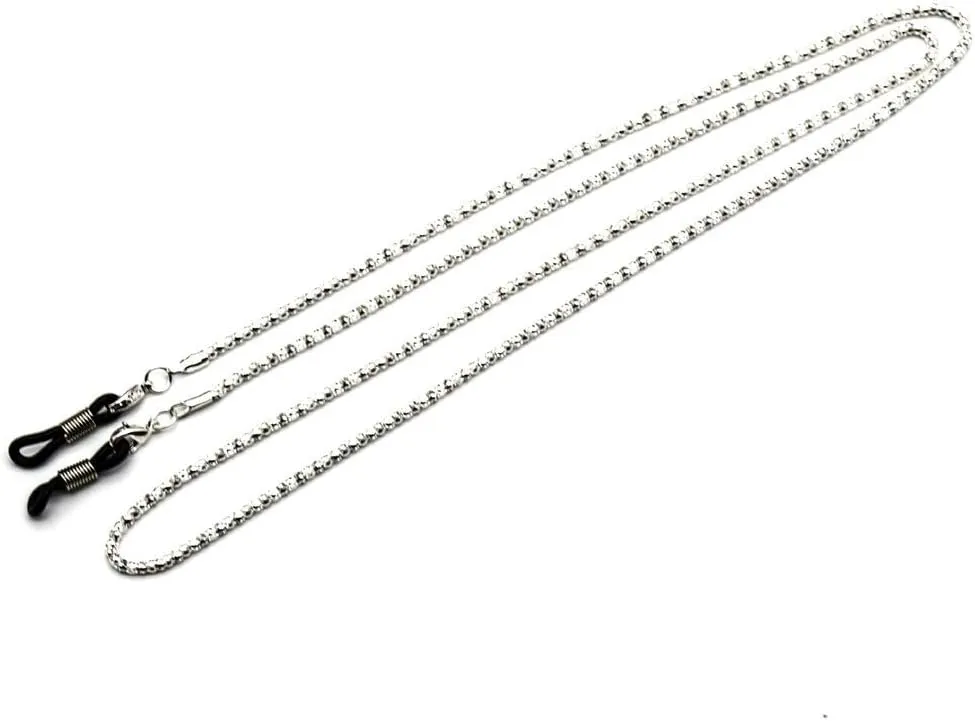 pulabo Metal Eyeglass Rope Non-Slip Eyeglass Chain Hollow Corn Chain Silver SuperiorQuality and Creative Convenient