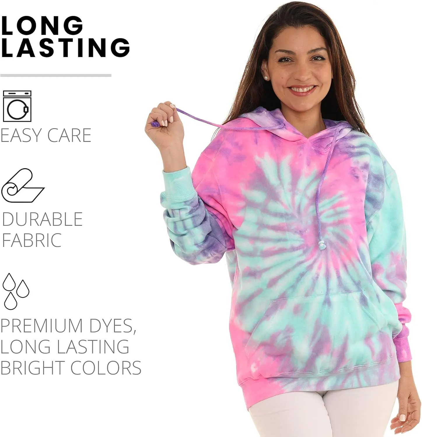 Pure Essence Tie Dye Sweatpants, Long Sleeve T-Shirts, Hoodies, and Crew Neck Sweatshirts (Sizes S, M, L, XL).