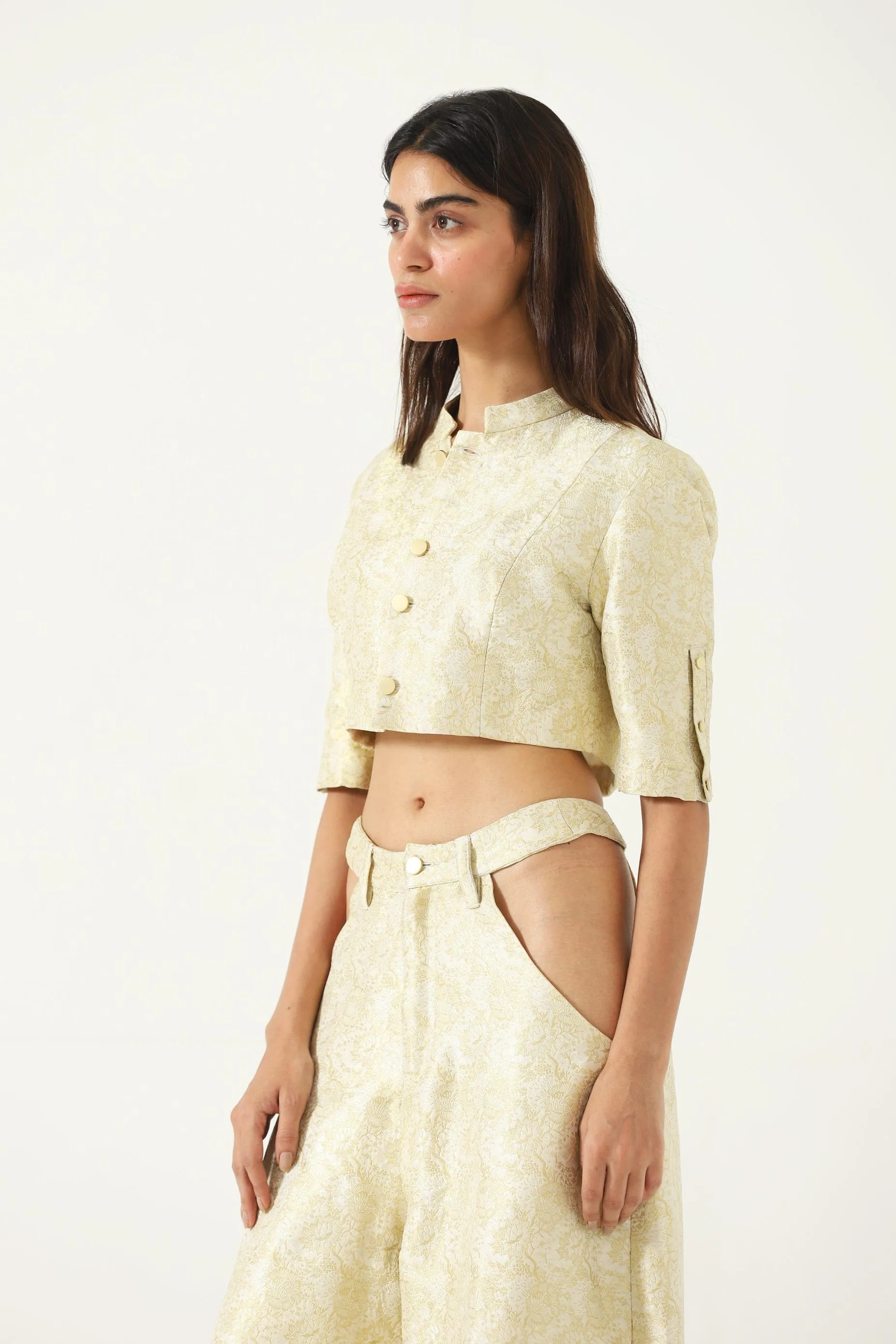 "RANI OF WIMBLEDON" SILK BROCADE TOP