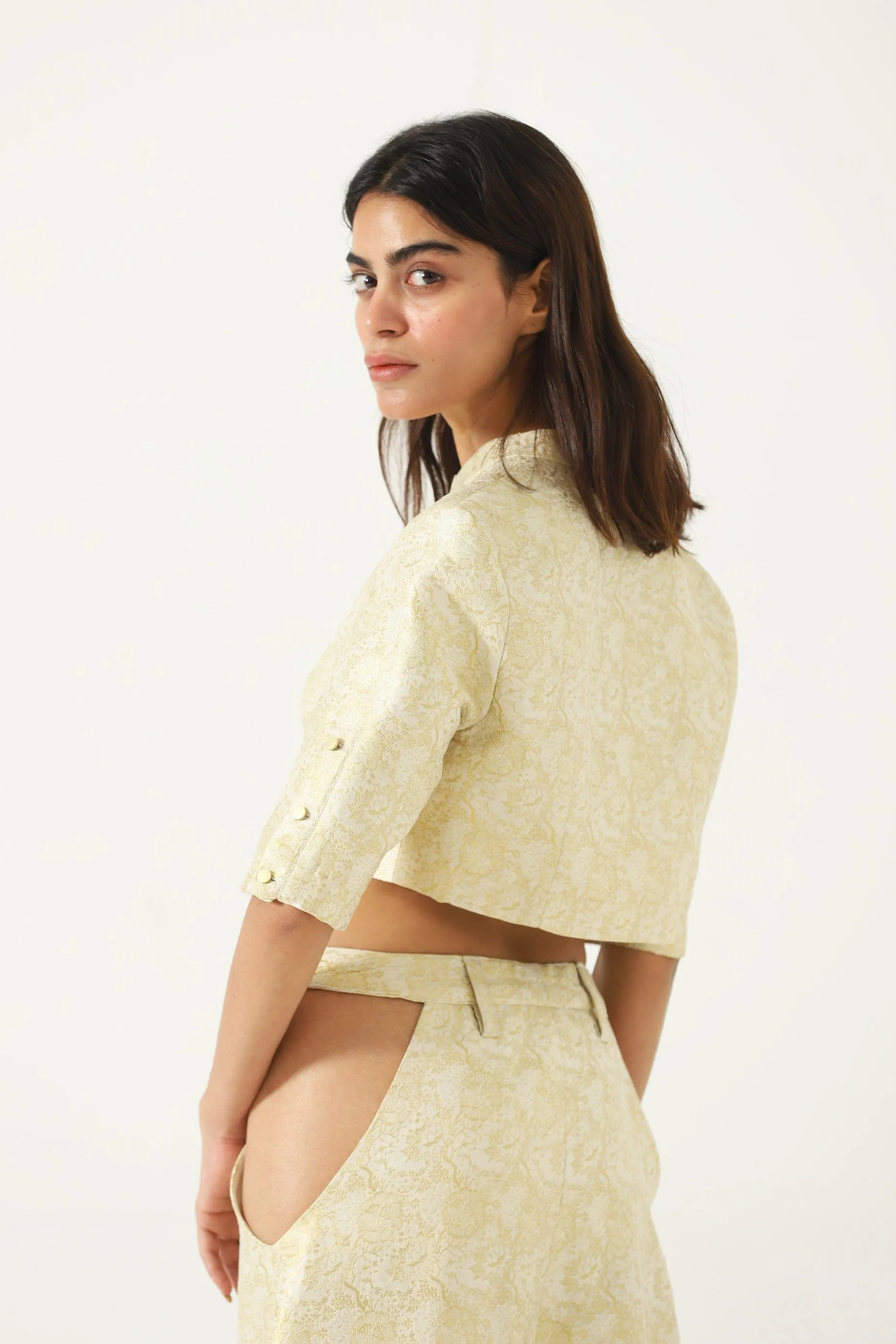 "RANI OF WIMBLEDON" SILK BROCADE TOP