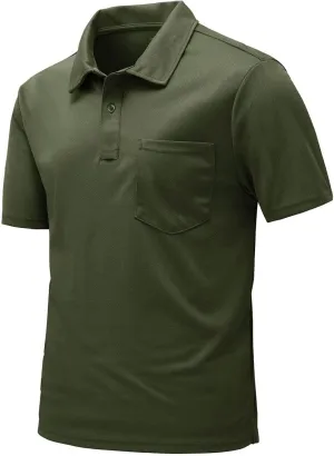 Rdruko Men's Polo Shirts Short Sleeve Quick Dry Outdoor Golf Sports Shirts with Pocket
