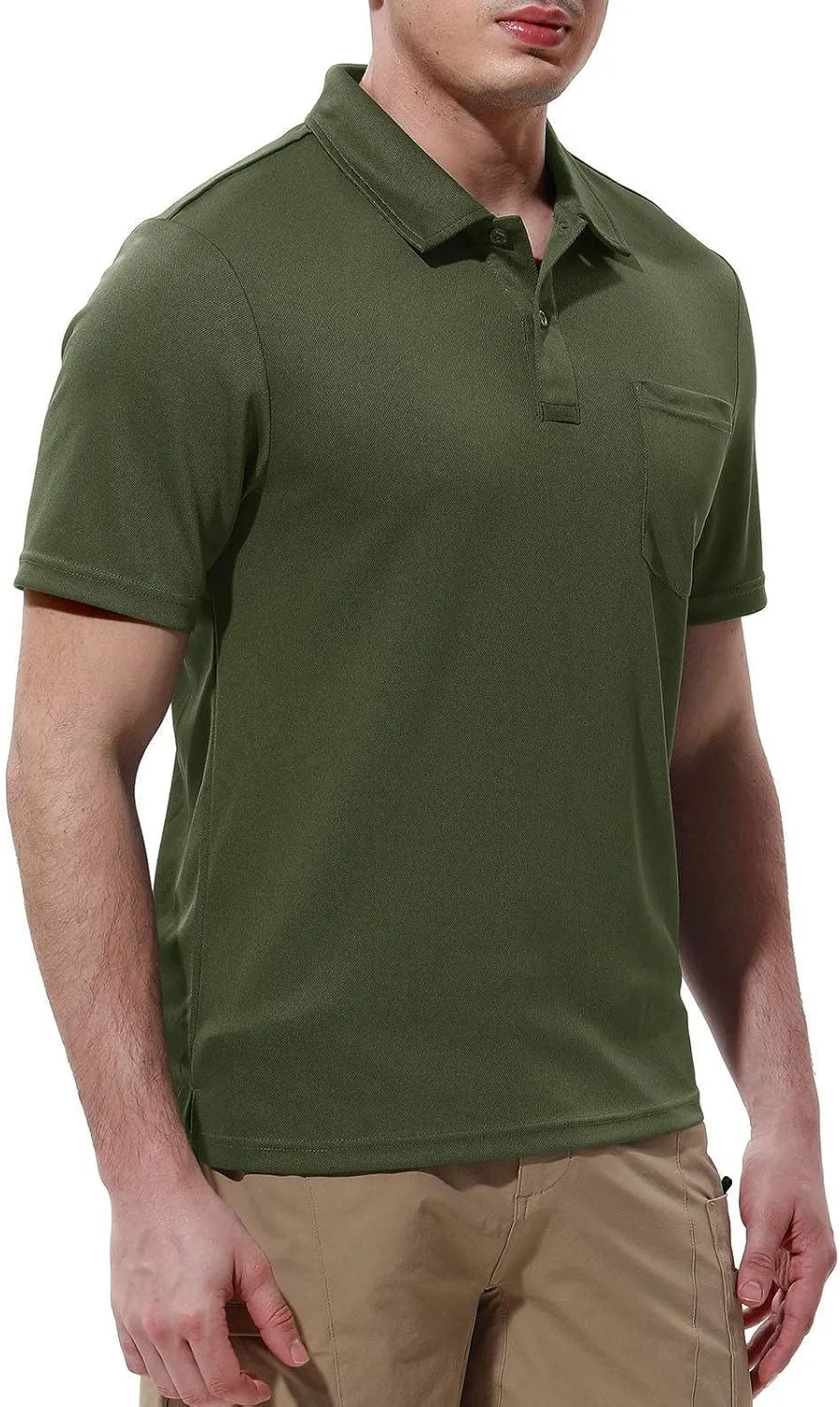 Rdruko Men's Polo Shirts Short Sleeve Quick Dry Outdoor Golf Sports Shirts with Pocket