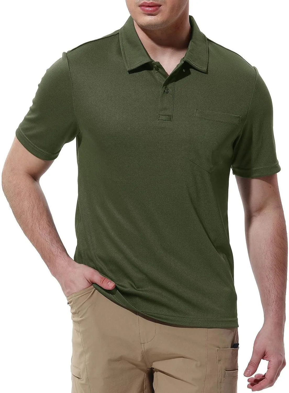 Rdruko Men's Polo Shirts Short Sleeve Quick Dry Outdoor Golf Sports Shirts with Pocket