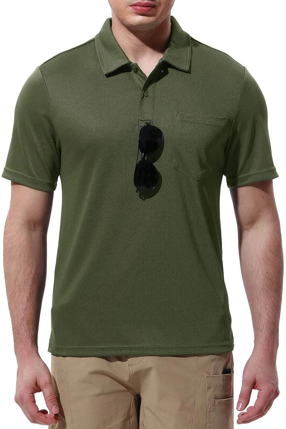 Rdruko Men's Polo Shirts Short Sleeve Quick Dry Outdoor Golf Sports Shirts with Pocket
