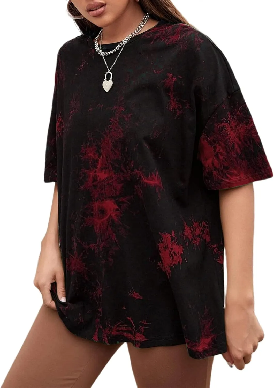 Remidoo Women's Casual Crewneck Short Sleeve Tie Dye Oversized T Shirt Graphic Tee Top