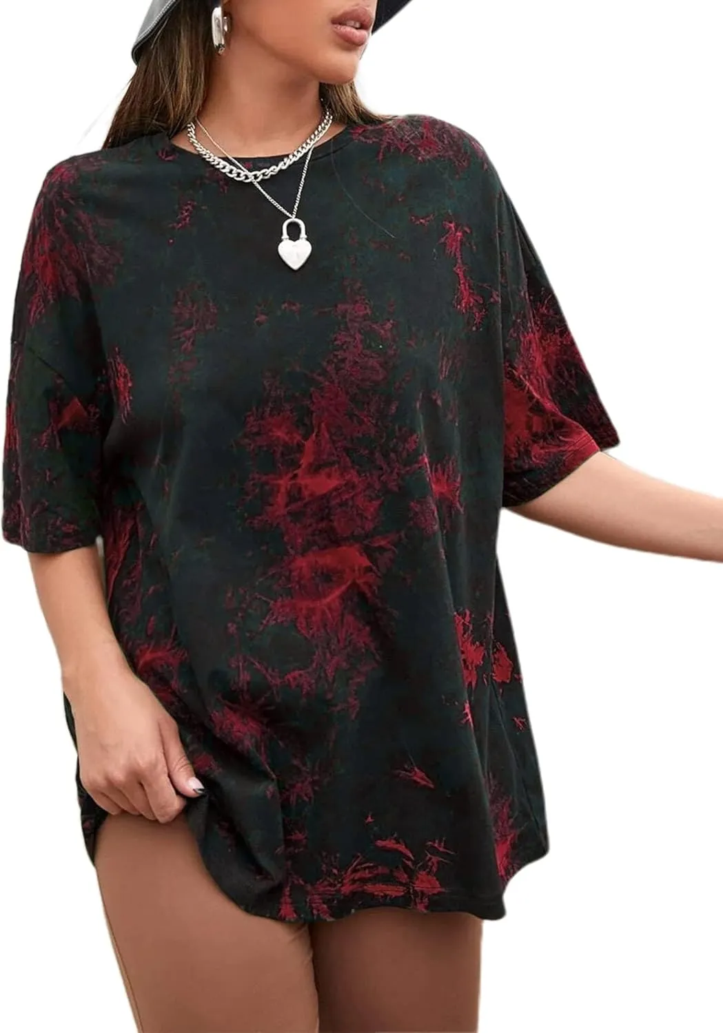 Remidoo Women's Casual Crewneck Short Sleeve Tie Dye Oversized T Shirt Graphic Tee Top