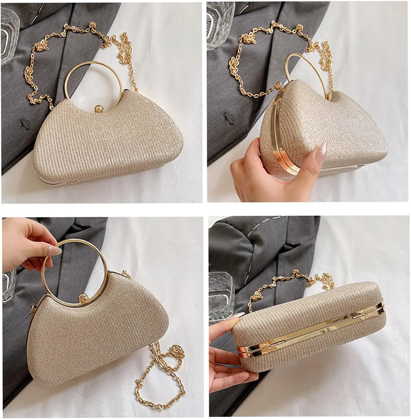 Rhinestone Evening Clutch Purse Sequin Bag,Woman Sparkling Handbag Formal Clutch with Chain for Wedding Party