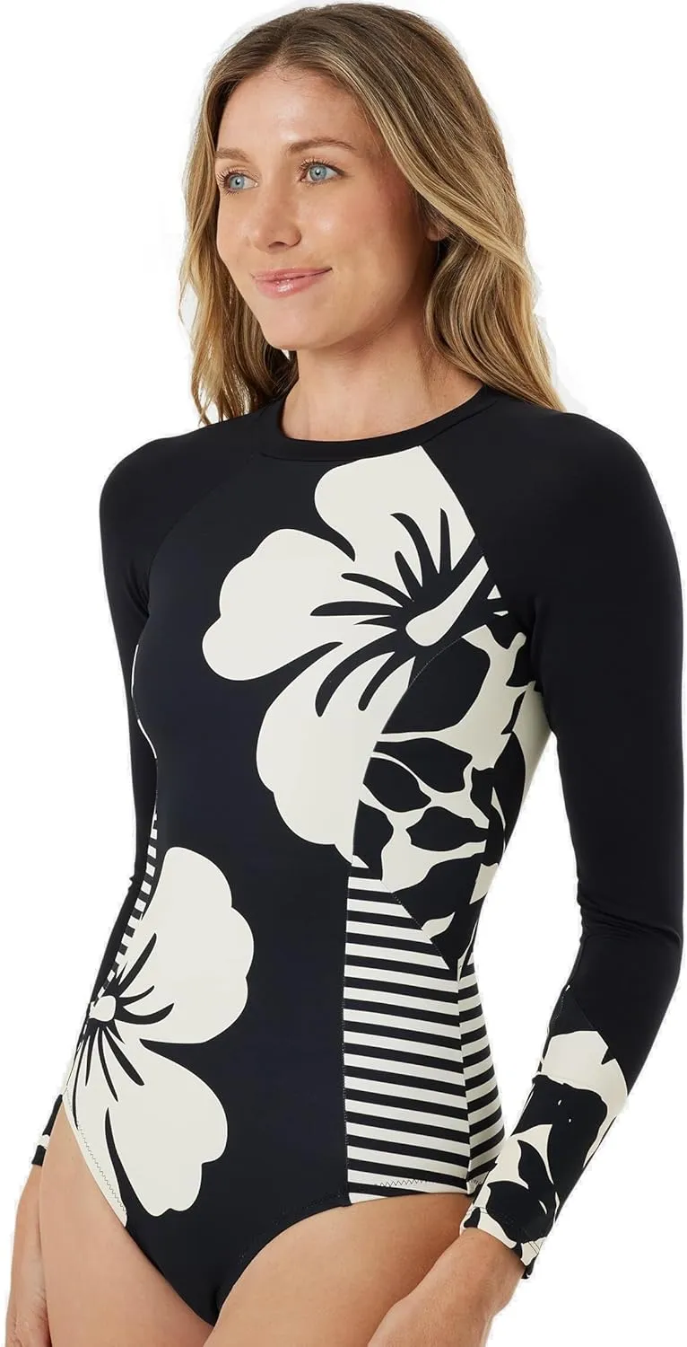 Roxy Women's Long Sleeve Surf Suit-Onesie Fitted Rash Guard Swimsuit  UPF 50 , Back Zip Closure, Swimwear