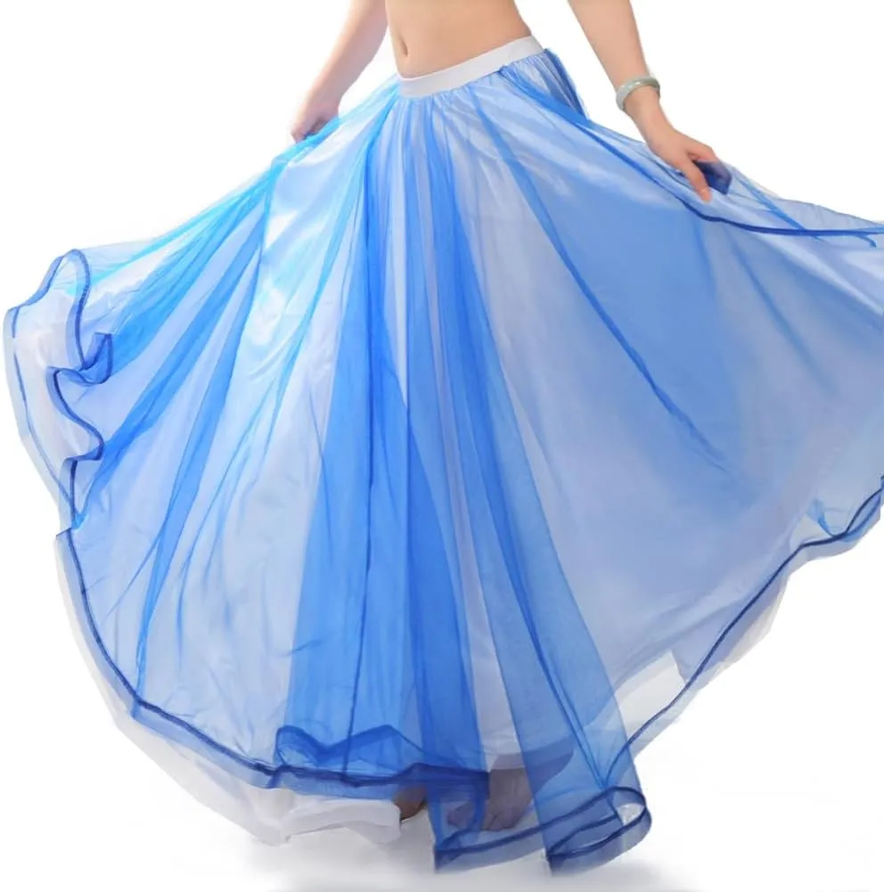 ROYAL SMEELA Women Maxi Tulle Floor Length 2 Layer Mesh Outter Skirt Spectial Occasion Dance Skirts