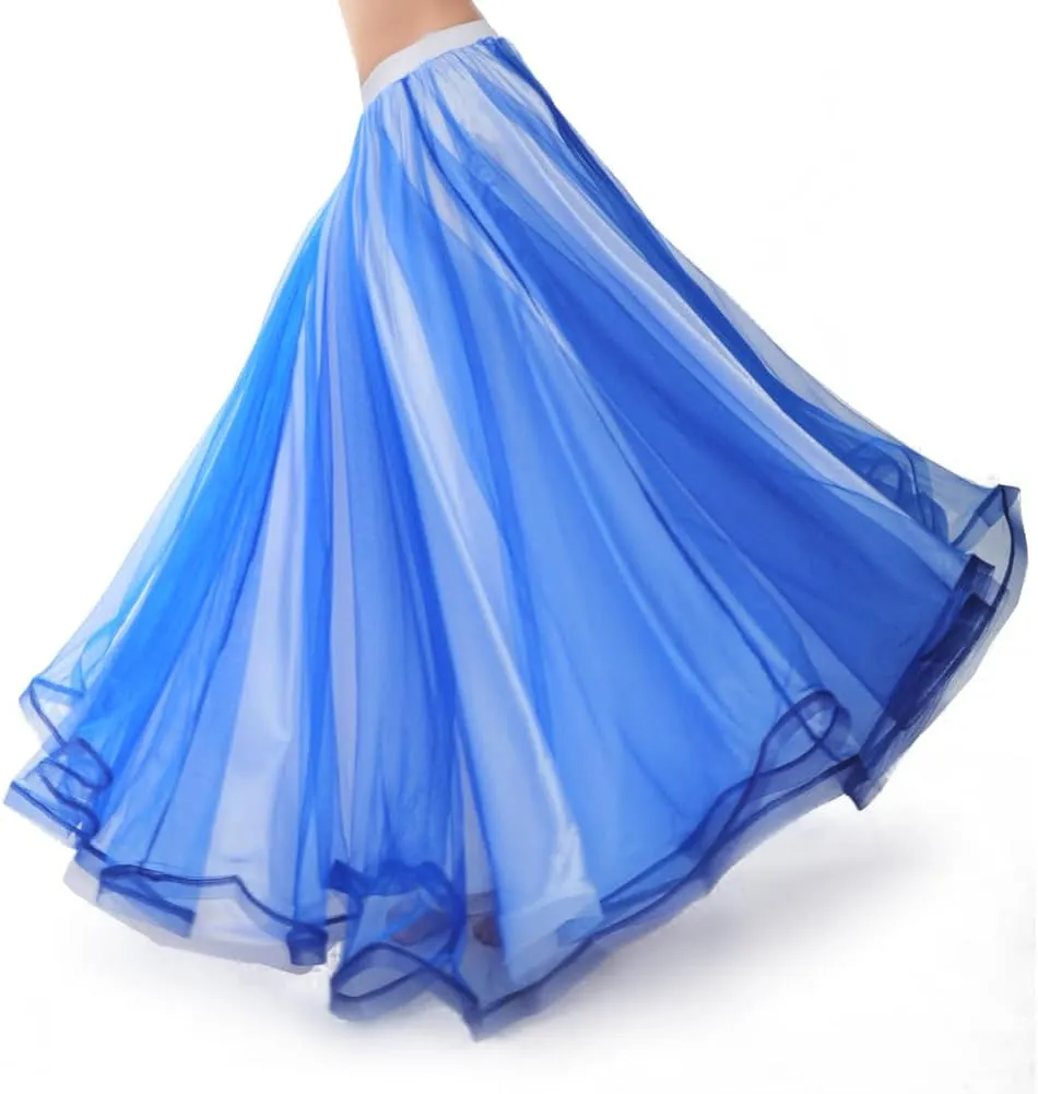 ROYAL SMEELA Women Maxi Tulle Floor Length 2 Layer Mesh Outter Skirt Spectial Occasion Dance Skirts
