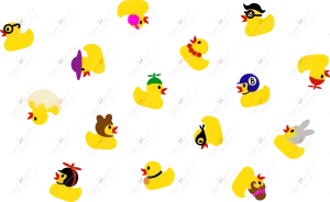 Rubber Ducky with hats (no hole)- cold cup wrap