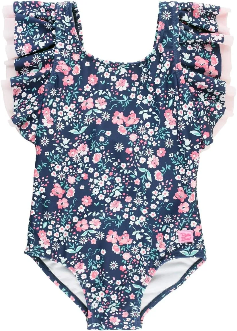 RuffleButts Baby/Toddler Girls Ruffle Strap One Piece Swimsuit w/UPF 50  Sun Protection