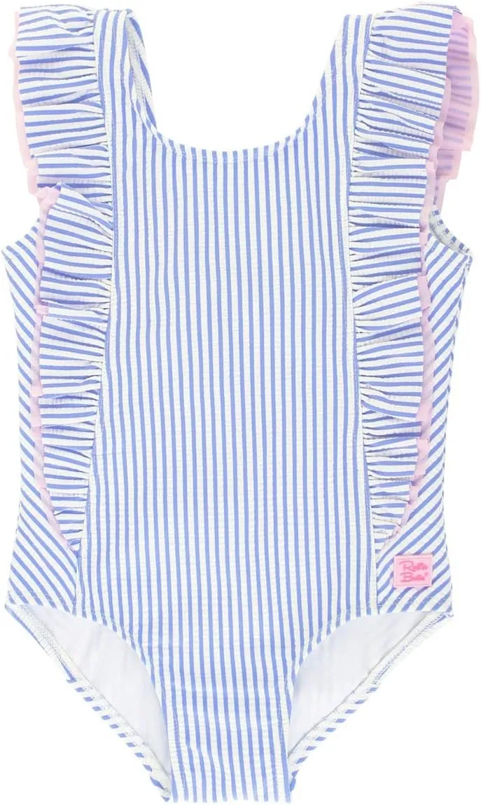 RuffleButts Baby/Toddler Girls Ruffle Strap One Piece Swimsuit w/UPF 50  Sun Protection